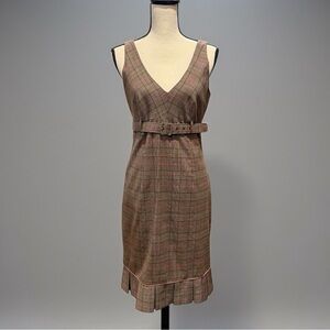 Review Australia Heritage Check Belted Midi Dress Brown + Pink  AU 12 US‎ 8
